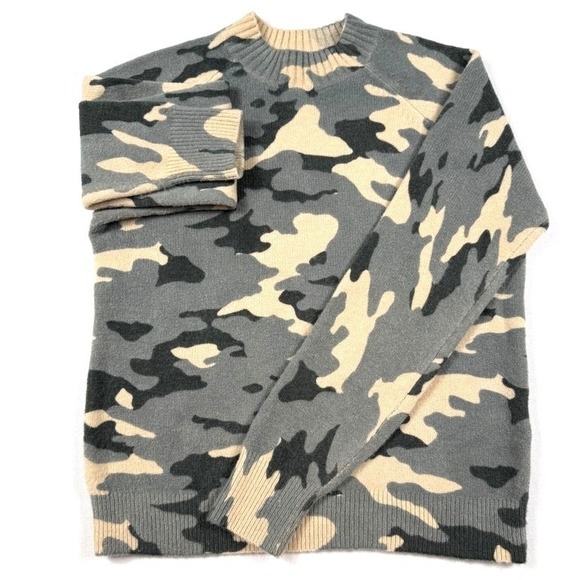 Banana Republic Soft Camouflage Mock Neck Sweater Size S Wool Blend Cabincore - Picture 2 of 7